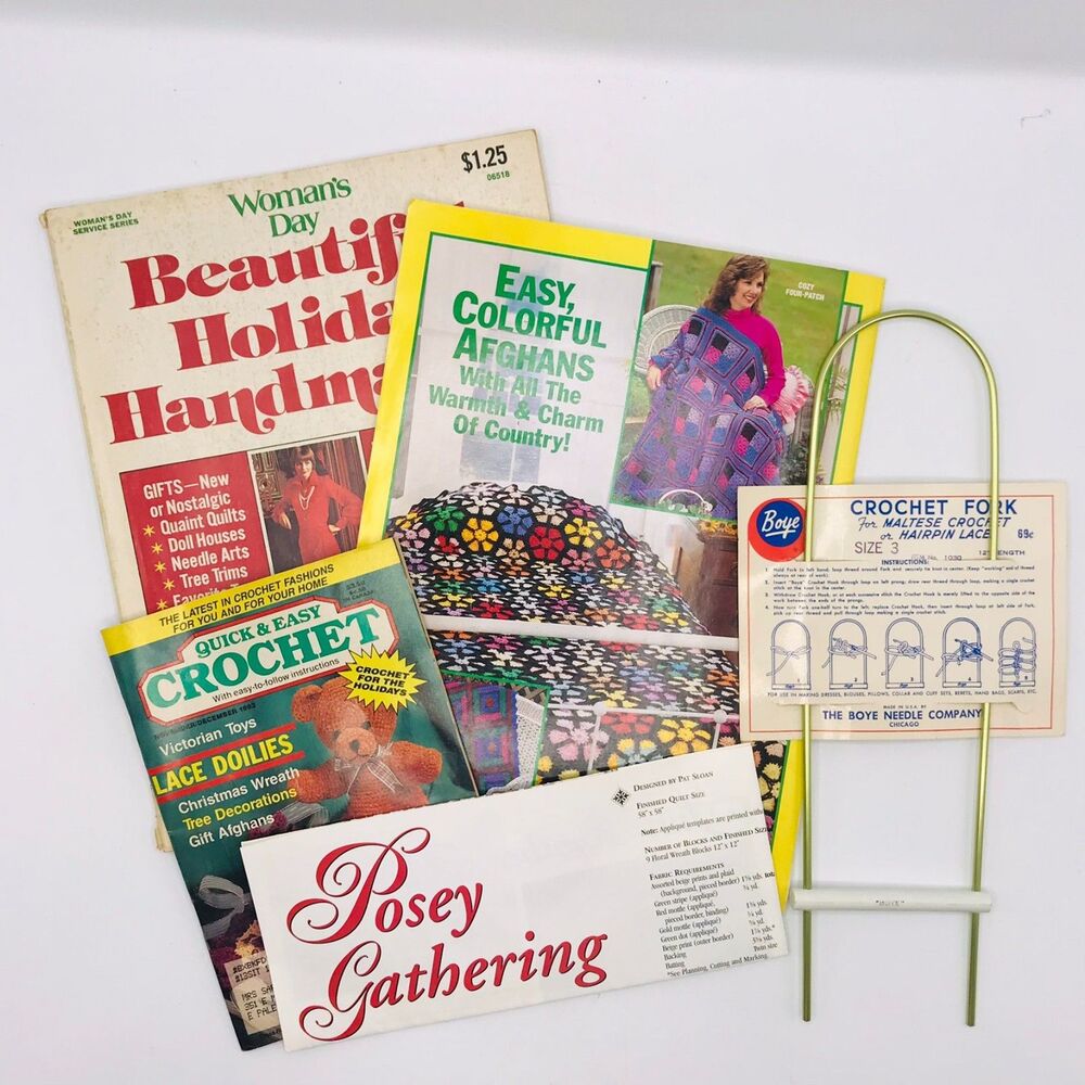 Lot 5 Vintage Magazines, 1977 Women's Day, Country Afghans, Crochet, Quilt, Fork
